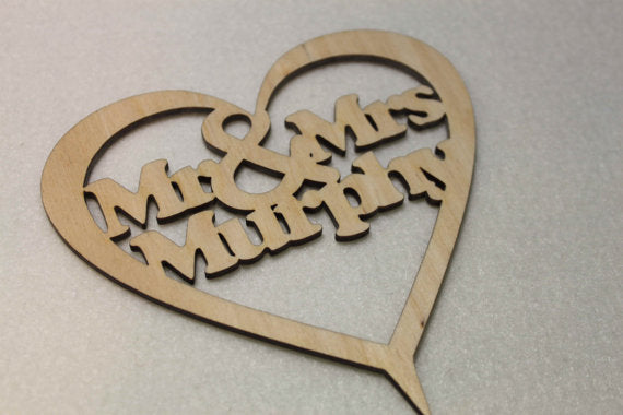 Personalised Mr & Mrs Cake Topper by FeelMyCraft