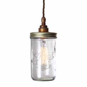Jam Jar Pendant Light - Antique Brass by Mullan Lighting