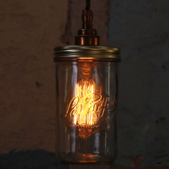 Jam Jar Pendant Light - Antique Brass by Mullan Lighting