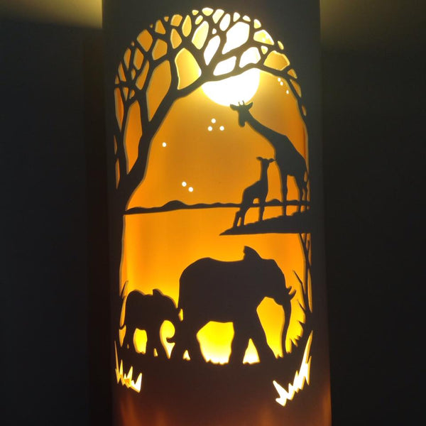 Handcrafted Zambezi Elephants & Giraffes Night Light by Tique Lights