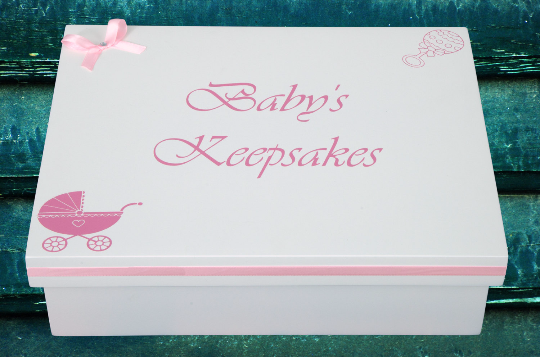 Pink & White Baby Girl Keepsake Box by PD's Workshop