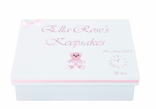 Pink & White Baby Girl Keepsake Box by PD's Workshop