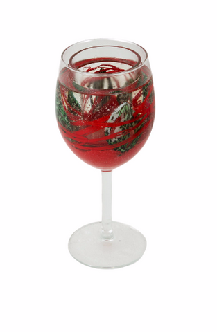Handmade Wine Glass Gel Tea Light Holder - Red & Green by Enjoy Candles