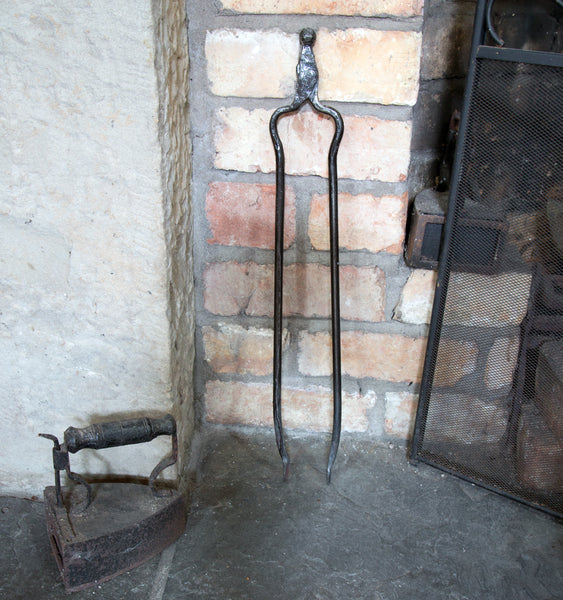 Traditional Hand Forged Irish Box Hinged Fireplace Tongs by Peter Cassidy