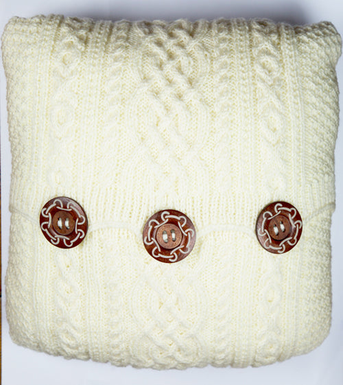 Aran-Knit Wool Cushions in Cream by Geraldine Gildernew