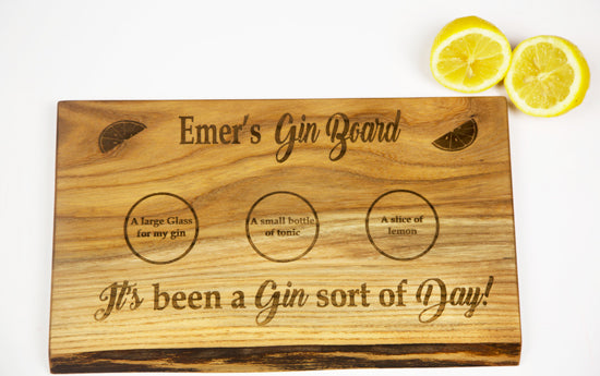 Persoanlised Gin Board by Dernacoo Crafts