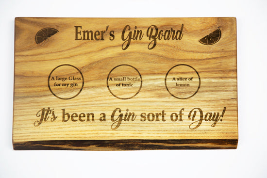 Persoanlised Gin Board by Dernacoo Crafts