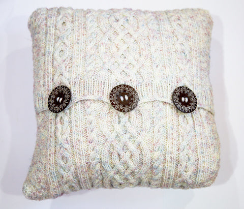 Aran-Knit Wool Cushions in Rainbow by Geraldine Gildernew