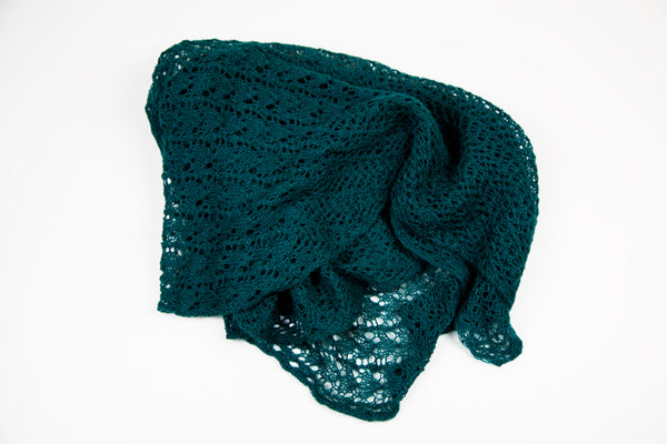 Alpaca Lace Triangle Shawl in Green by Marian Morris