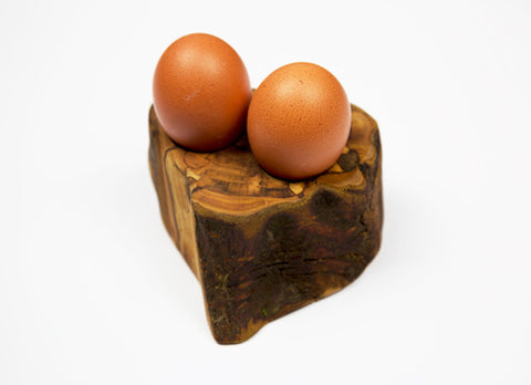 Plum Tree Wood Double Egg Cup by Dernacoo Crafts