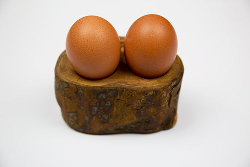 Plum Tree Wood Double Egg Cup by Dernacoo Crafts