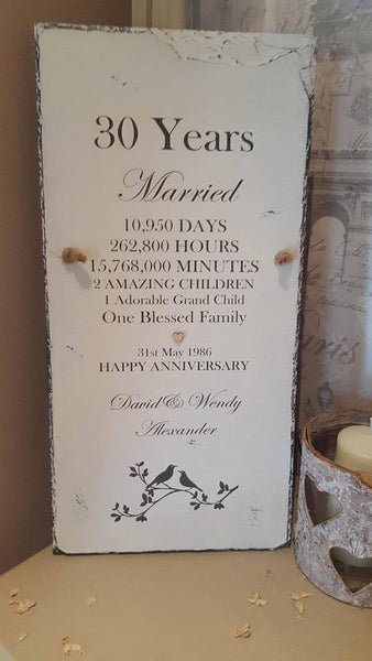 Personalised Unique Wedding Anniversary Present on Slate by Rosabelle Craftique