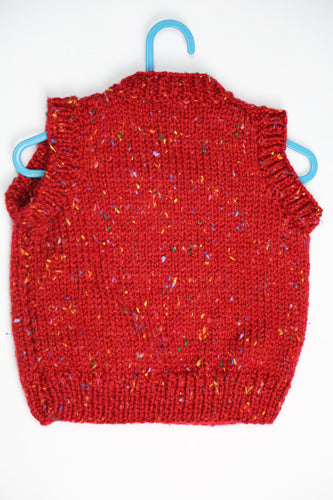 Boys Red 24" Wool Waist Coat by Roberta Sturgeon