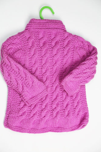Girls Pink Wool Cardigan - 22" by Roberta Sturgeon