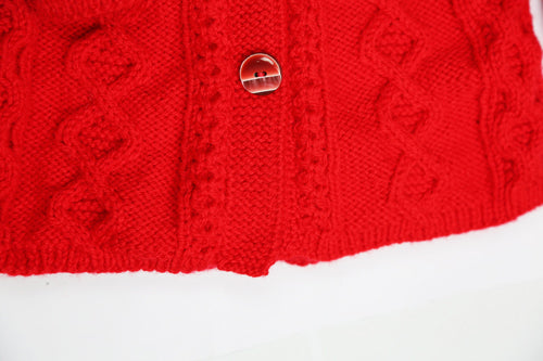 Girls Red Wool Cardigan - 24" by Roberta Sturgeon