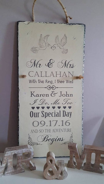 Unique Personalised Wedding Gift Plaque by Rosabelle Craftique