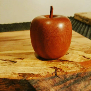 Woodturned Apple In Reclaimed Teak by Damian Freeman