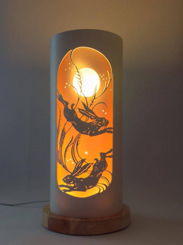 Handcrafted Moon Hares Night Light by Tique Lights
